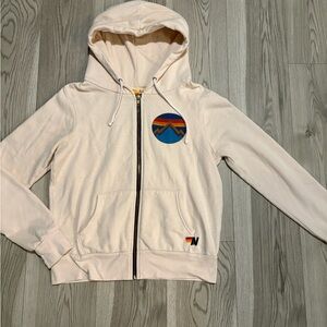Aviator Nation Cream Colored Zip Up Size Small